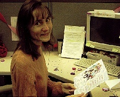 Lyuda at work on her birthday 1/20/02